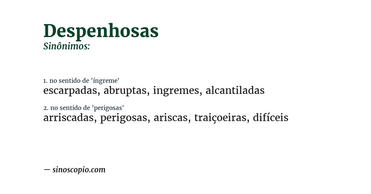 Sinônimo de despenhosas