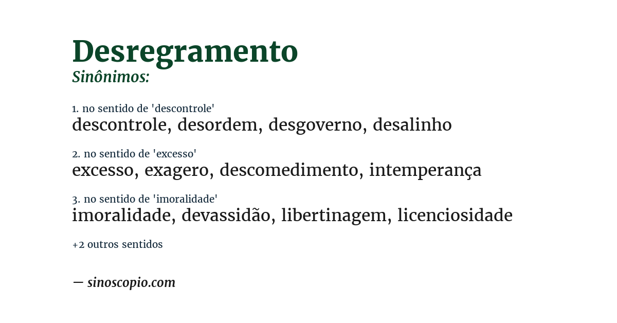 Sinônimo de desregramento