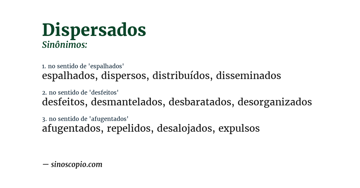 Sinônimo de dispersados