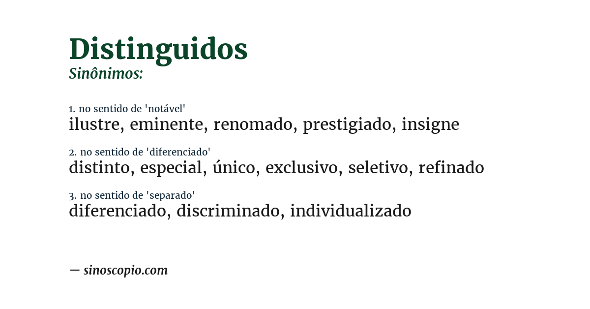 Sinônimo de distinguidos
