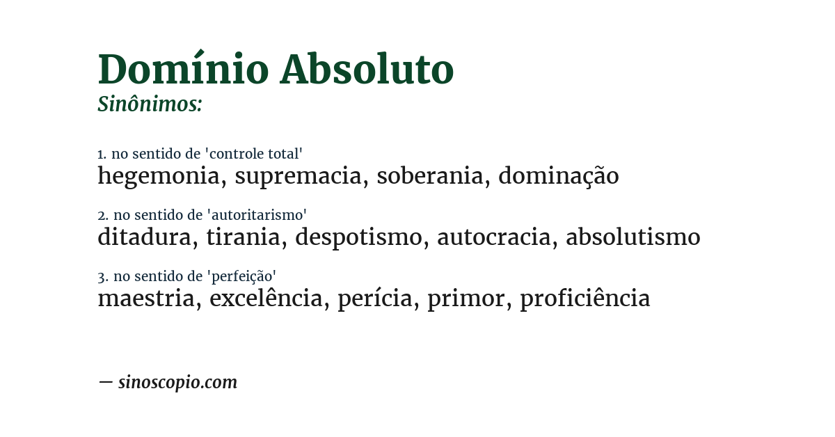 Sinônimo de domínio absoluto