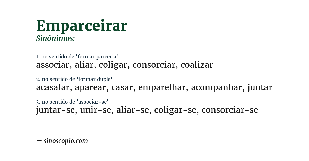 Sinônimo de emparceirar