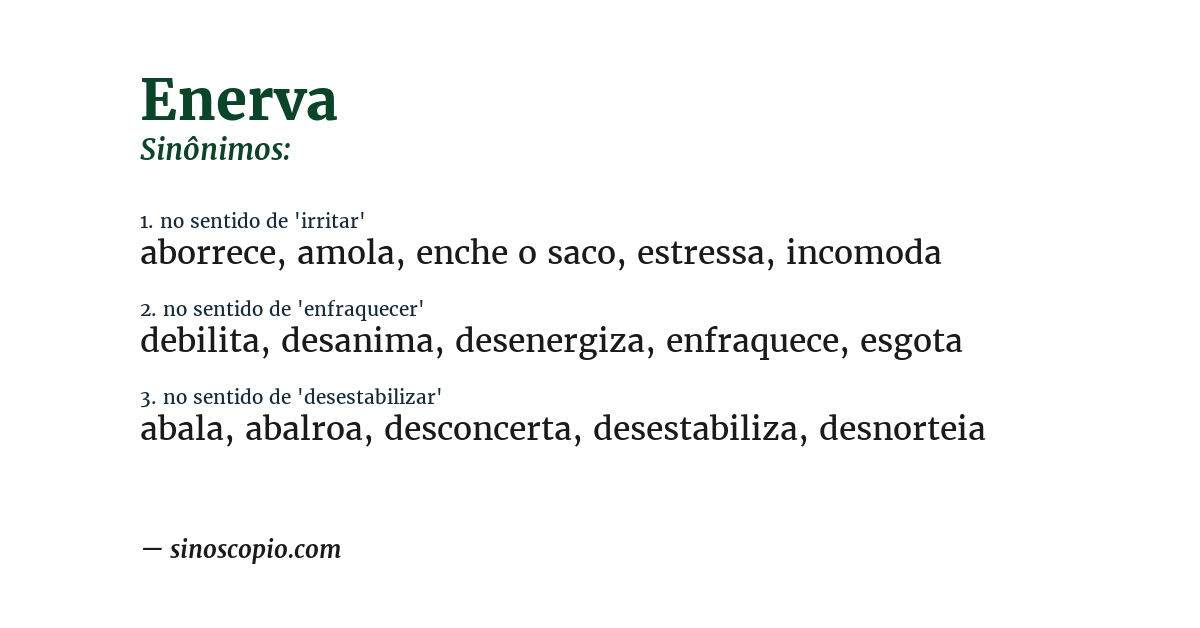 Sinônimo de enerva