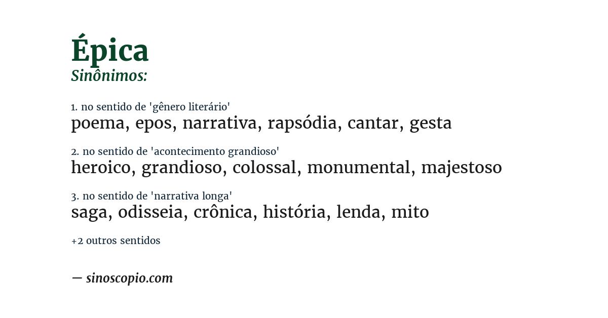 Sinônimo de épica