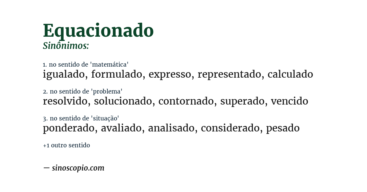 Sinônimo de equacionado
