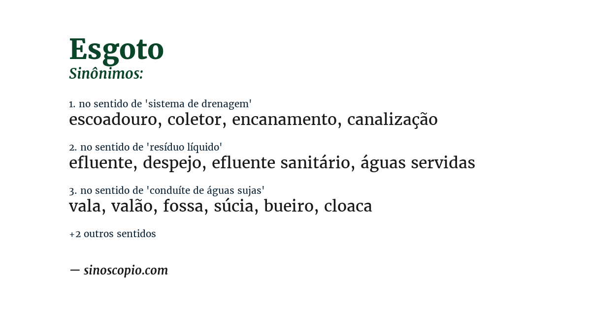 Sinônimo de esgoto
