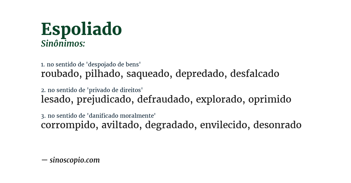 Sinônimo de espoliado