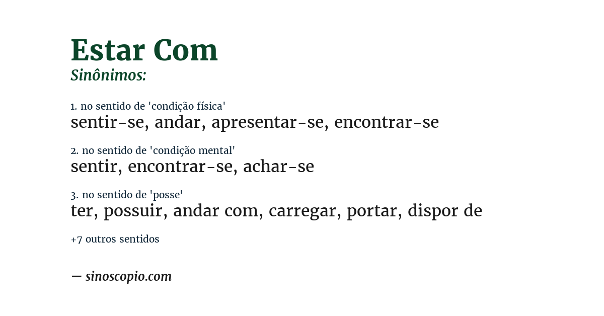 Sinônimo de estar com