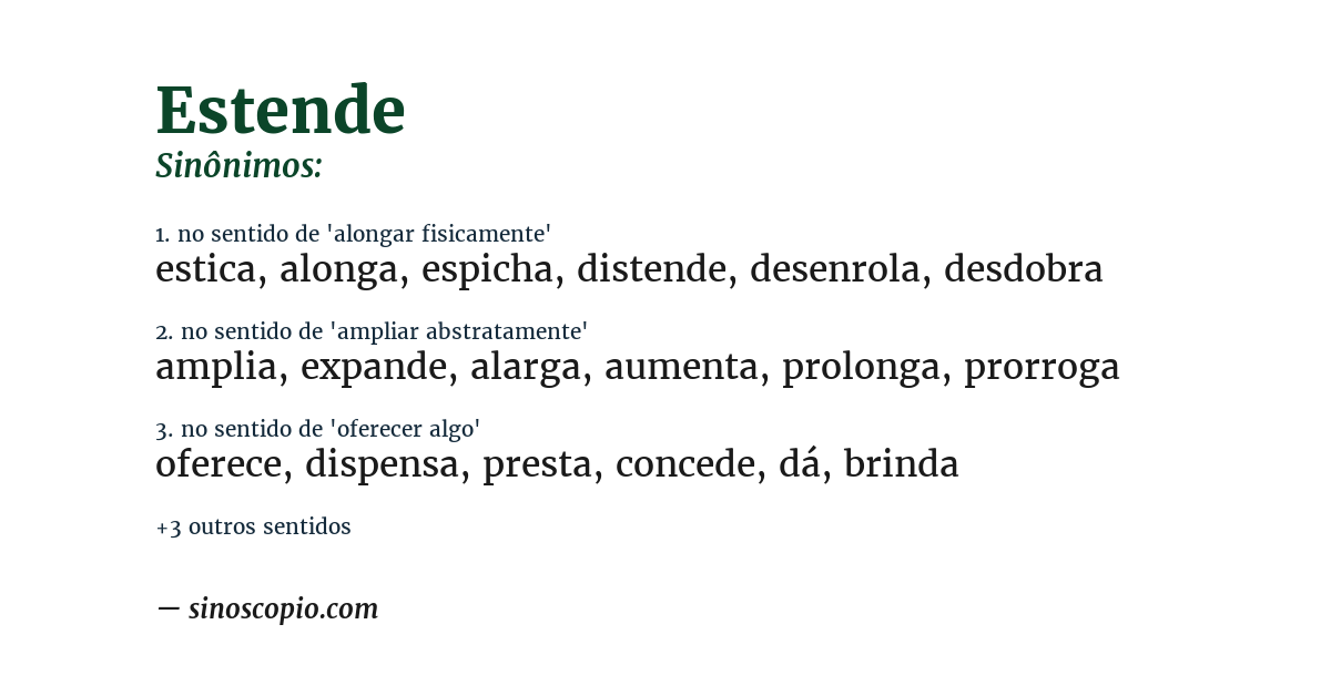 Sinônimo de estende