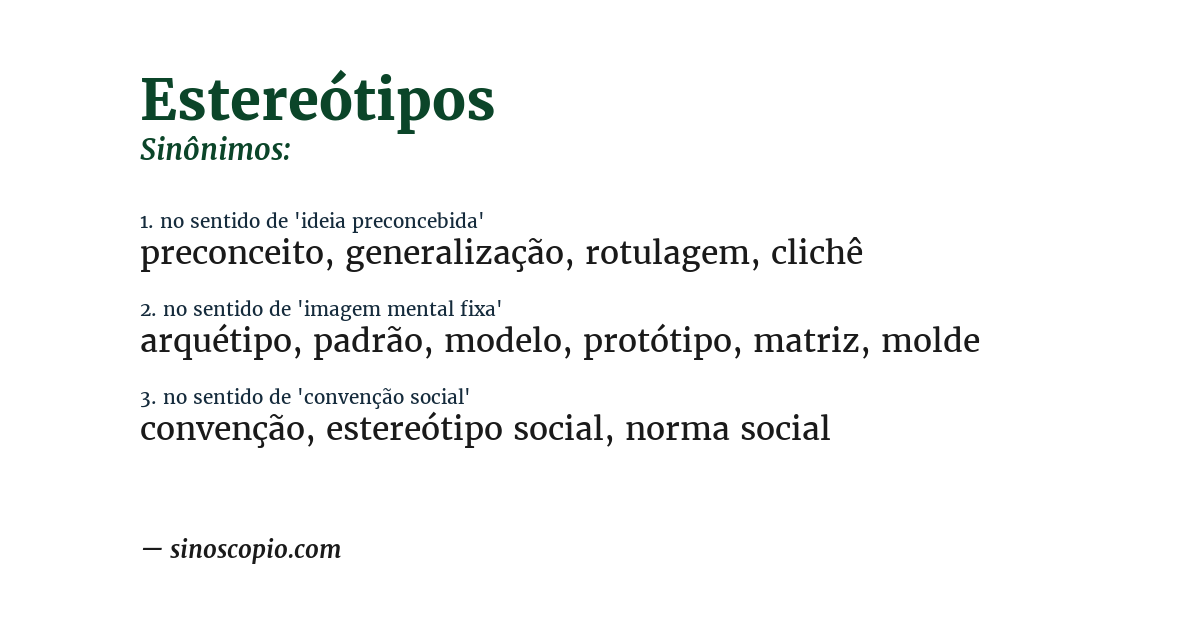 Sinônimo de estereótipos
