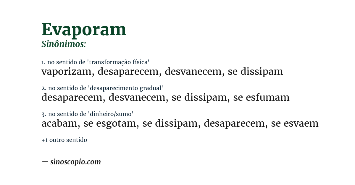 Sinônimo de evaporam