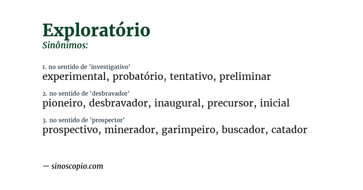 Sinônimo de exploratório