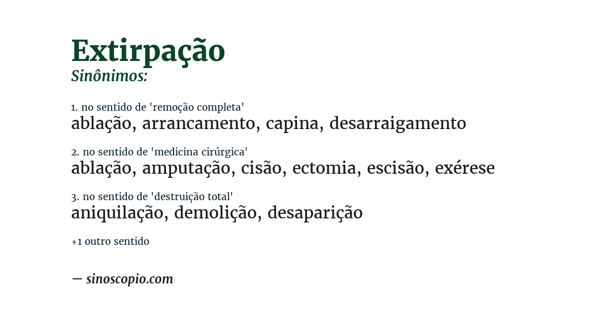 Sinônimo de extirpação