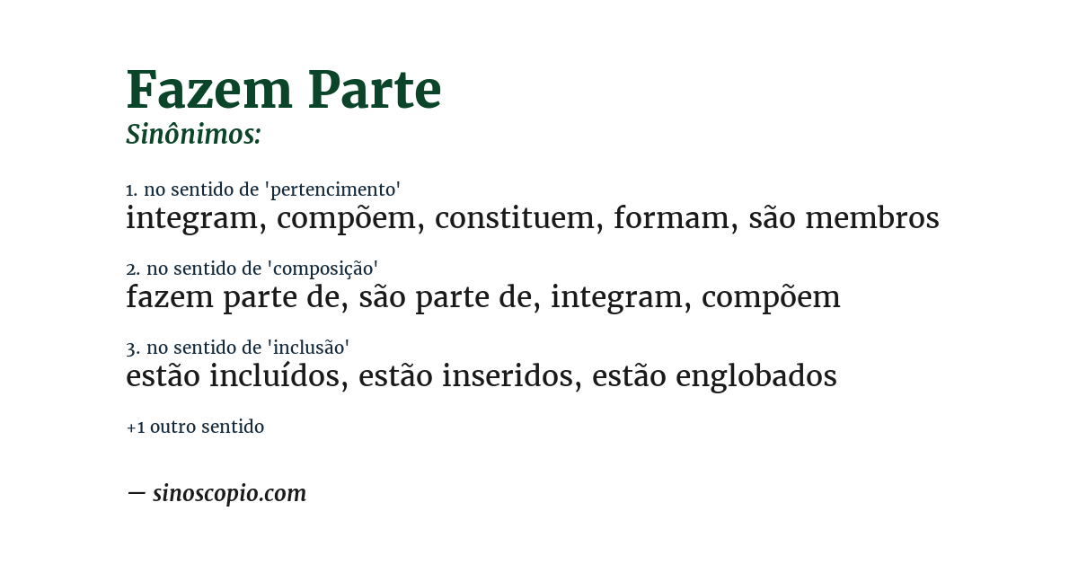 Sinônimo de fazem parte
