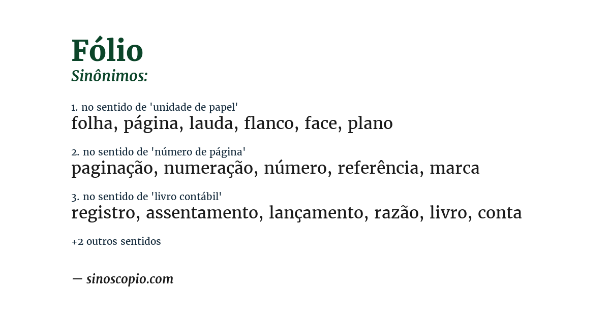 Sinônimo de fólio