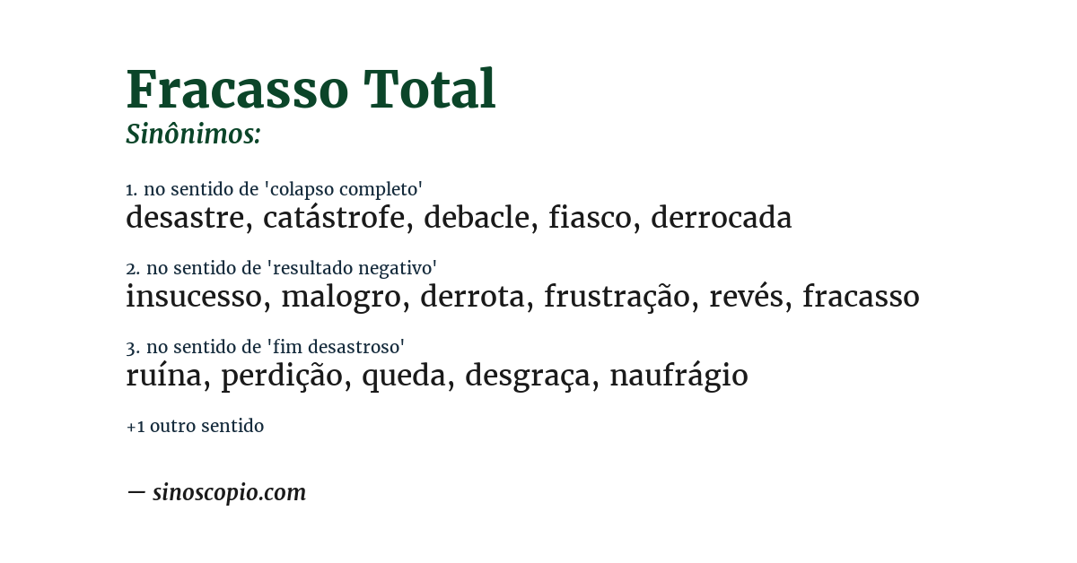 Sinônimo de fracasso total