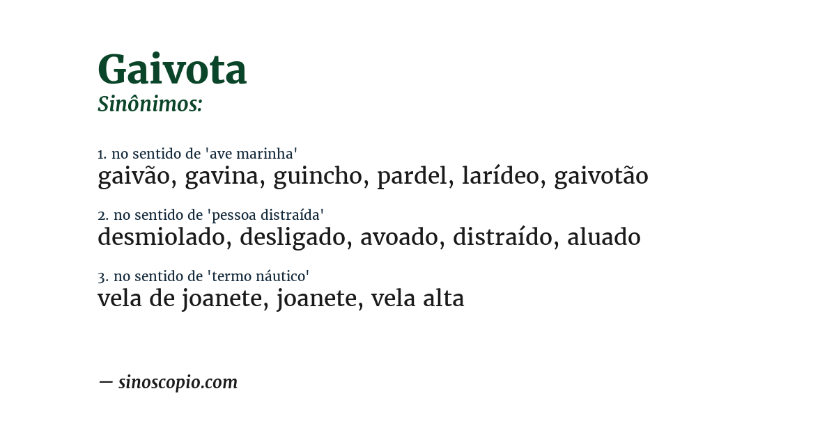 Sinônimo de gaivota