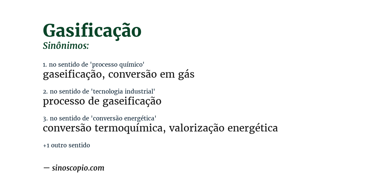 Sinônimo de gasificação