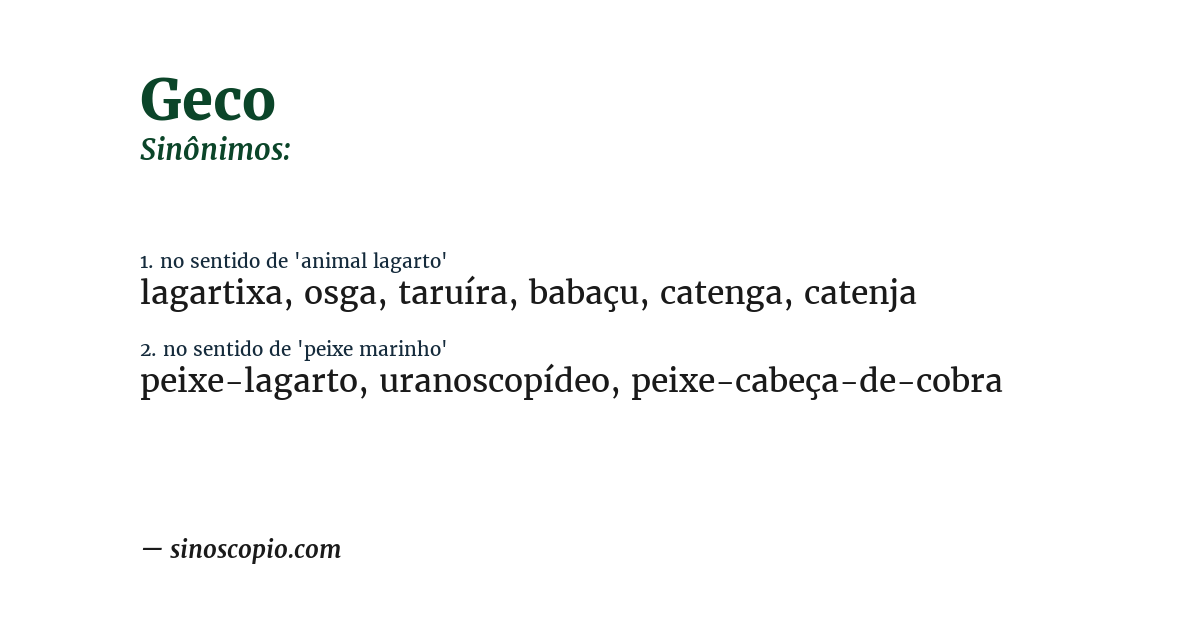 Sinônimo de geco