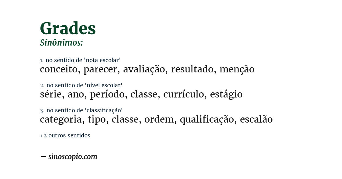 Sinônimo de grades