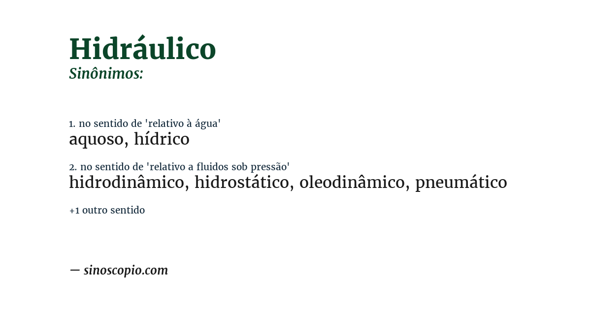 Sinônimo de hidráulico