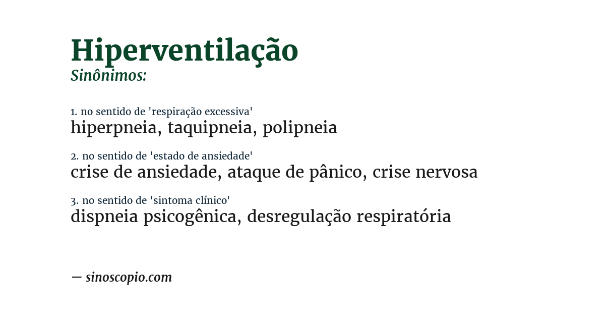 Sinônimo de hiperventilação