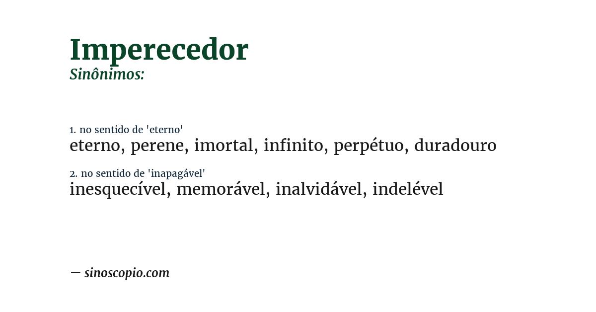 Sinônimo de imperecedor