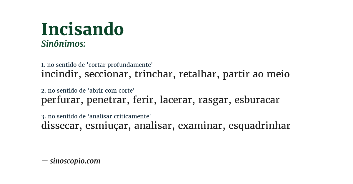 Sinônimo de incisando