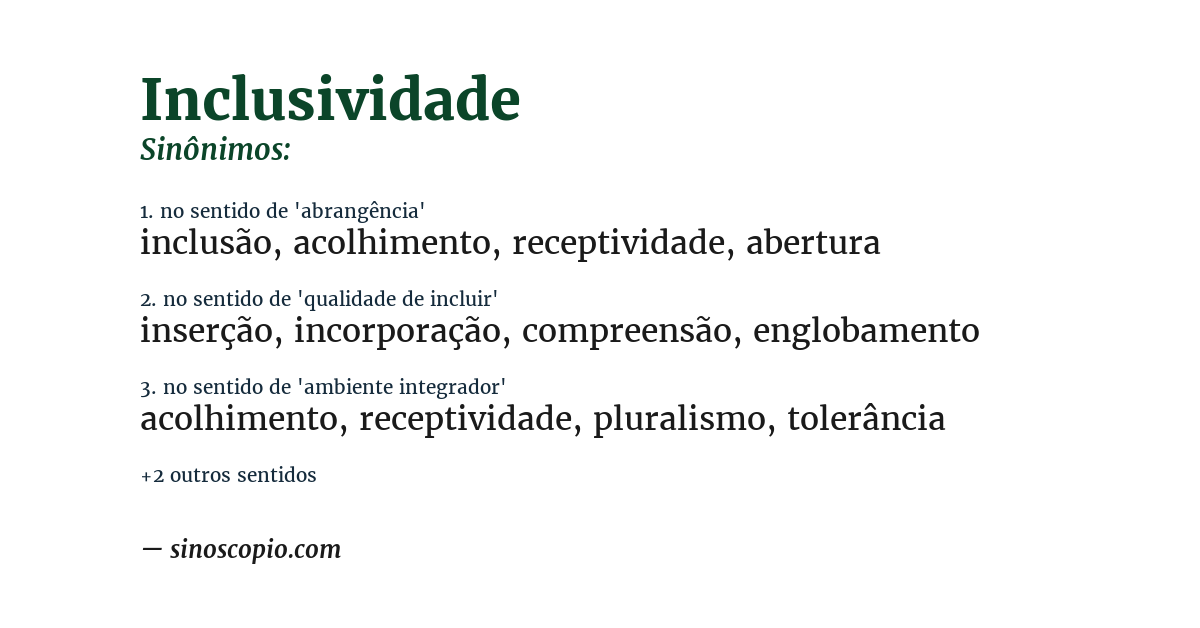 Sinônimo de inclusividade