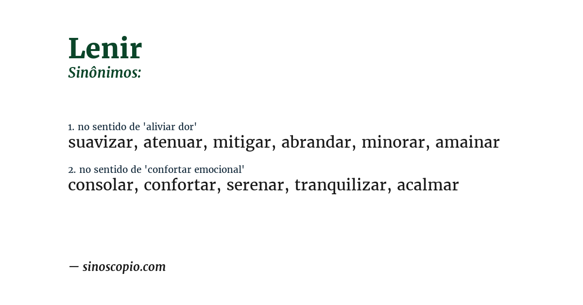 Sinônimo de lenir
