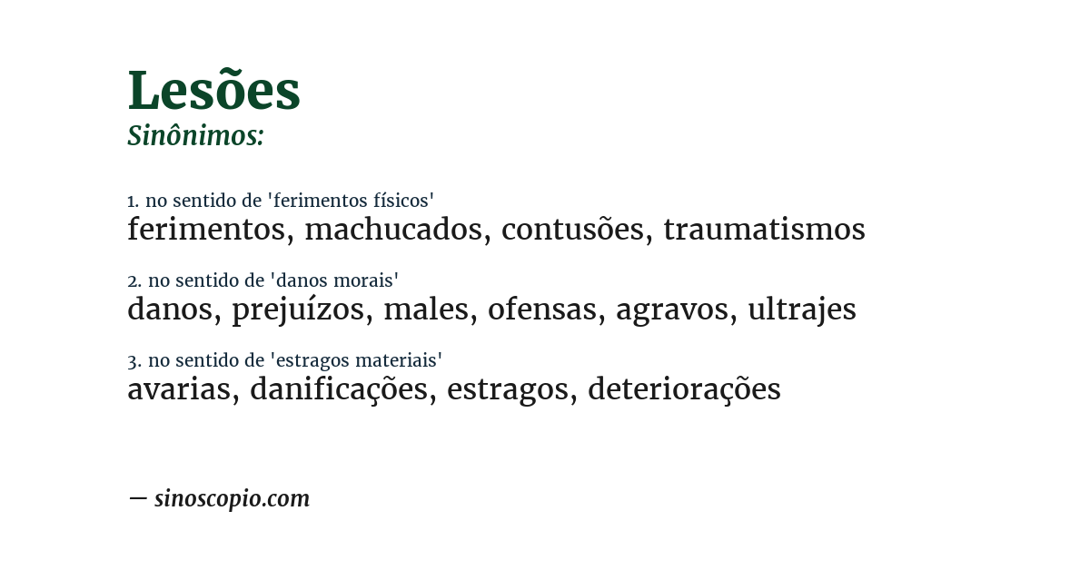 Sinônimo de lesões