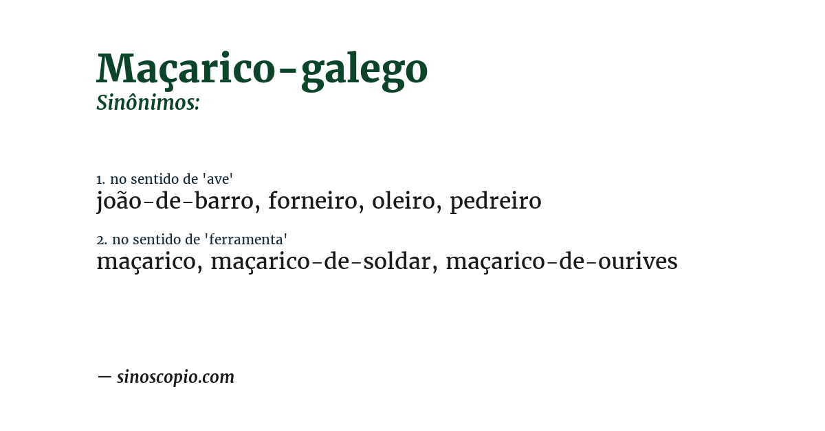 Sinônimo de maçarico-galego