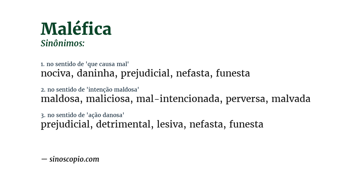 Sinônimo de maléfica