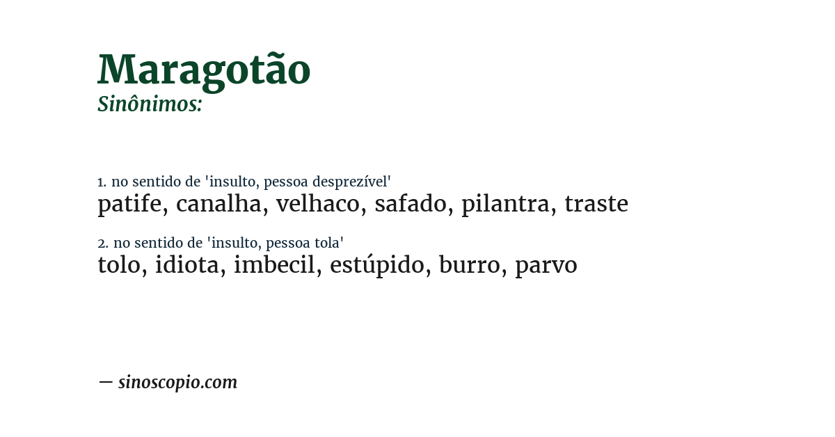Sinônimo de maragotão