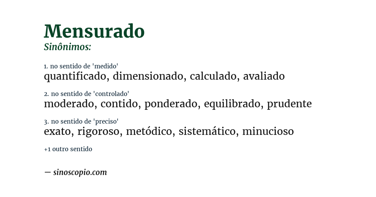 Sinônimo de mensurado