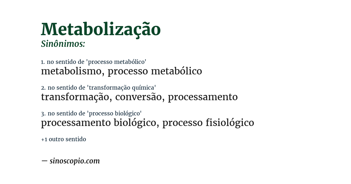 Sinônimo de metabolização