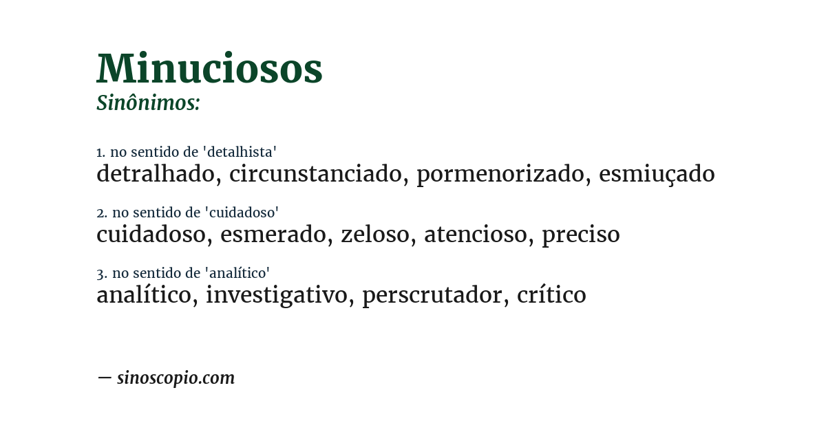 Sinônimo de minuciosos