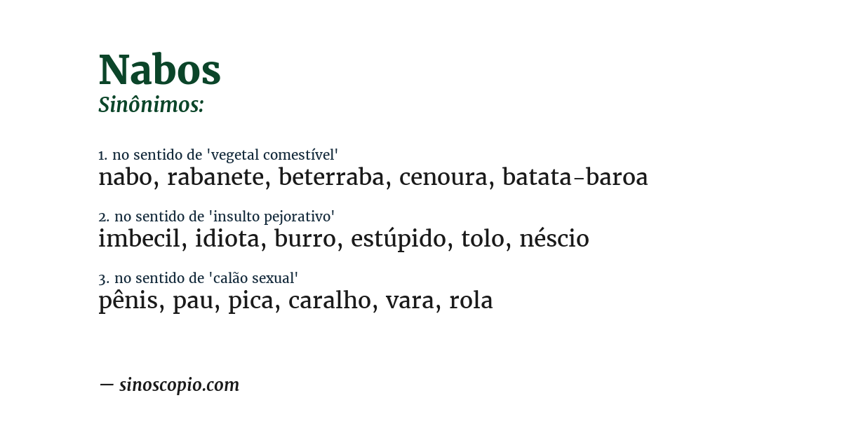 Sinônimo de nabos