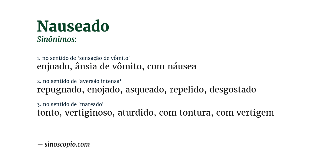 Sinônimo de nauseado