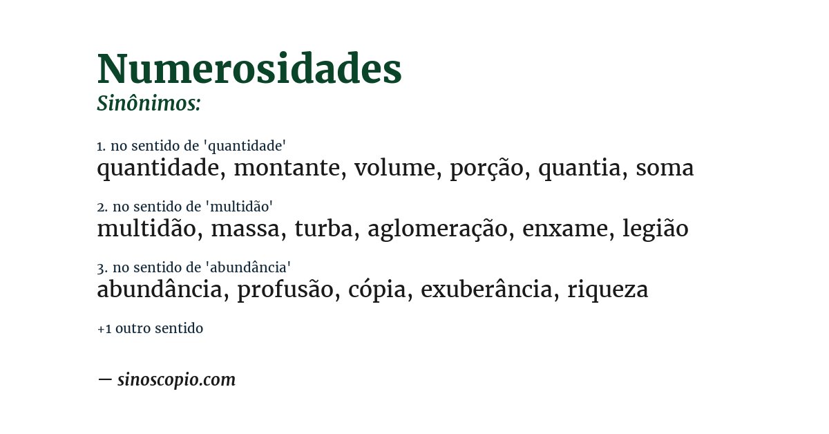 Sinônimo de numerosidades
