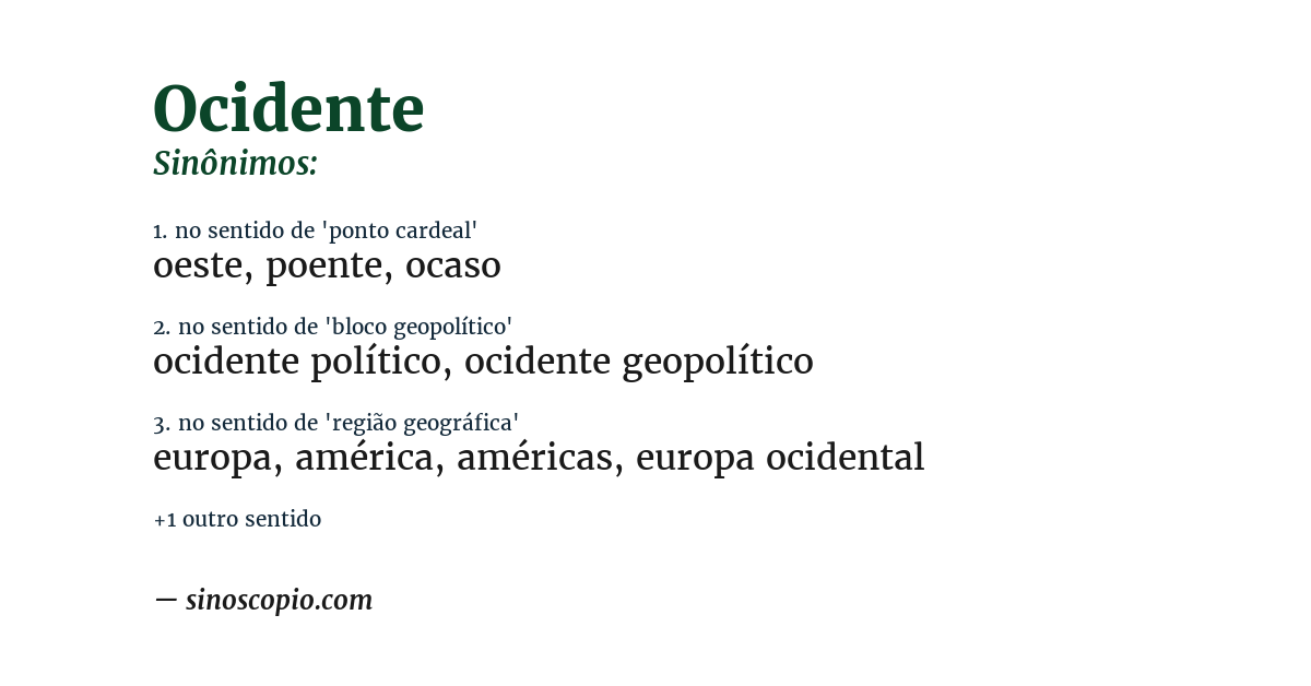 Sinônimo de ocidente