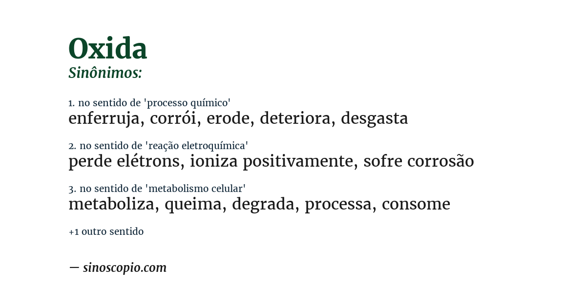 Sinônimo de oxida