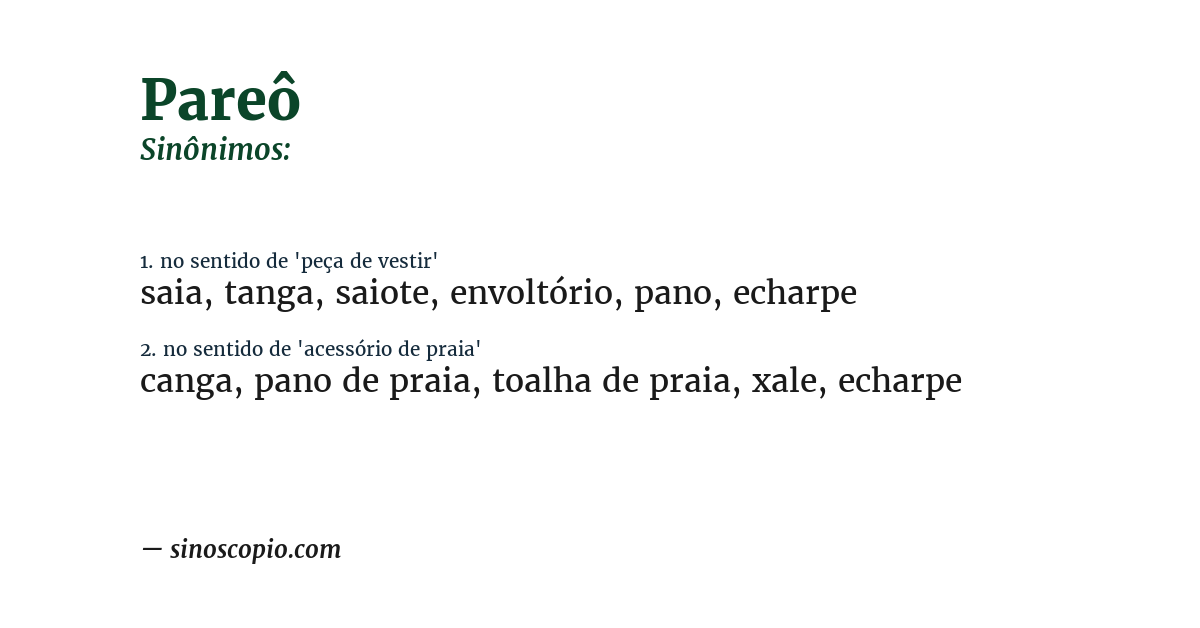 Sinônimo de pareô