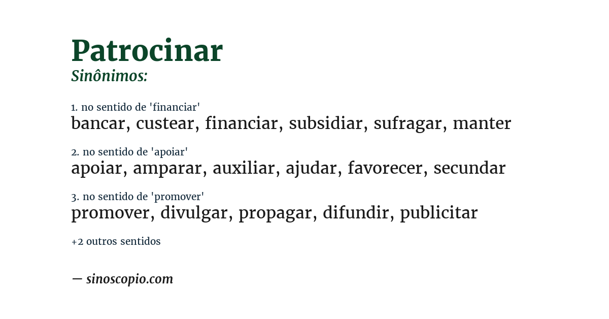 Sinônimo de patrocinar
