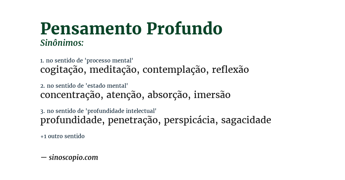Sinônimo de pensamento profundo