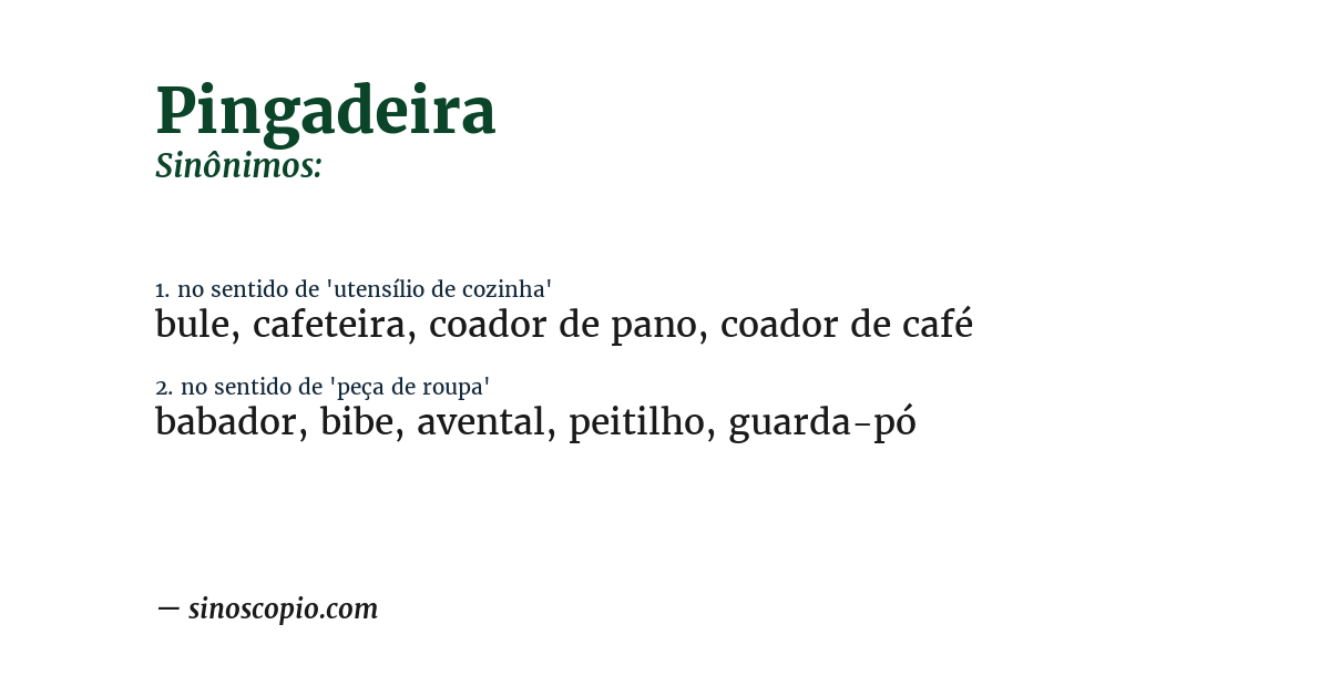 Sinônimo de pingadeira