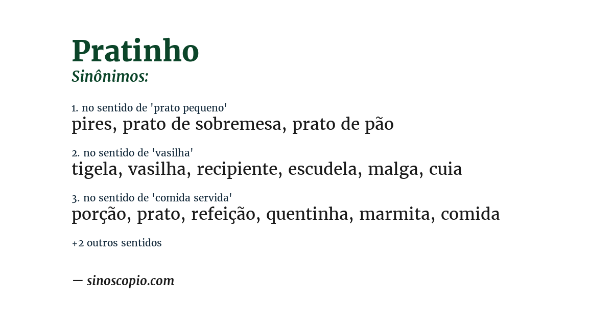 Sinônimo de pratinho