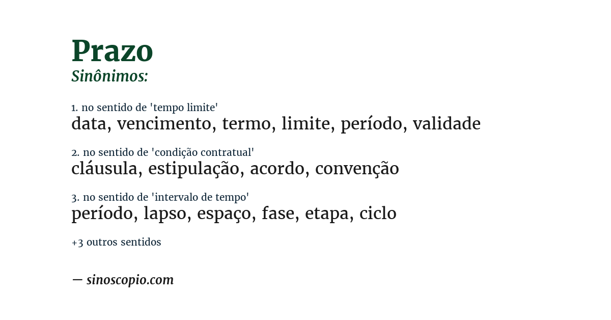 Sinônimo de prazo