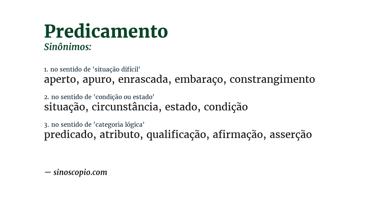 Sinônimo de predicamento