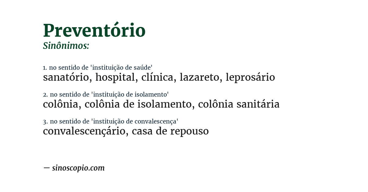 Sinônimo de preventório